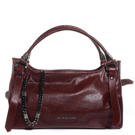 BURBERRY Leather Ashmore Tote Burgundy 